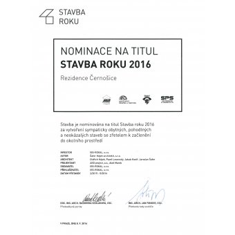 Nominace Stavba roku 2016 Rezidence Černošice